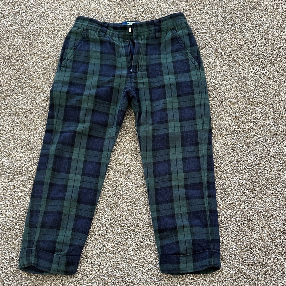 Trotters Navy and Forest Plaid Kids Formal Trousers